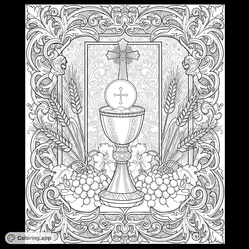 Chalice and Host: Medieval Coloring Page - Coloring.app