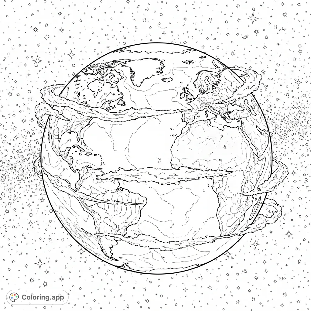 A stunning view of Earth from deep space, showcasing continents, oceans, and swirling clouds against a star-filled cosmos. An awe-inspiring scene.