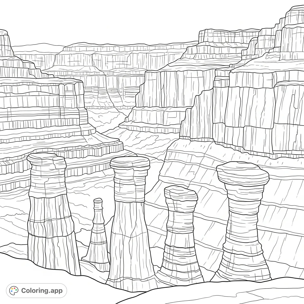 Explore a majestic canyon amphitheater with towering hoodoos and dramatic cliffs, showcasing incredible geological forms and vast natural beauty.