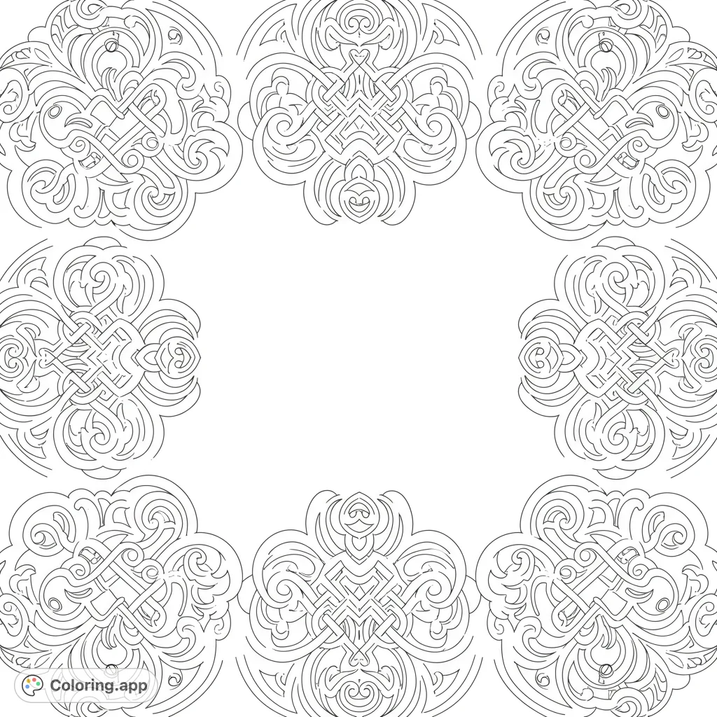 Intricate Celtic Knot Frame - Coloring.app