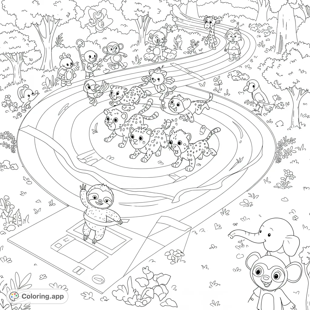 Jungle Animal Race Day - Coloring.app