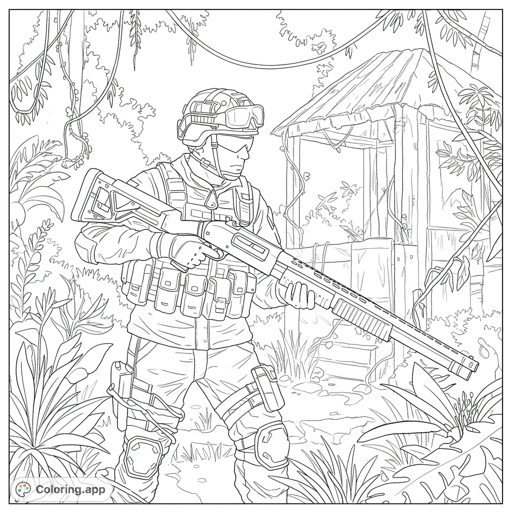 Jungle Soldier Patrol - Coloring.app