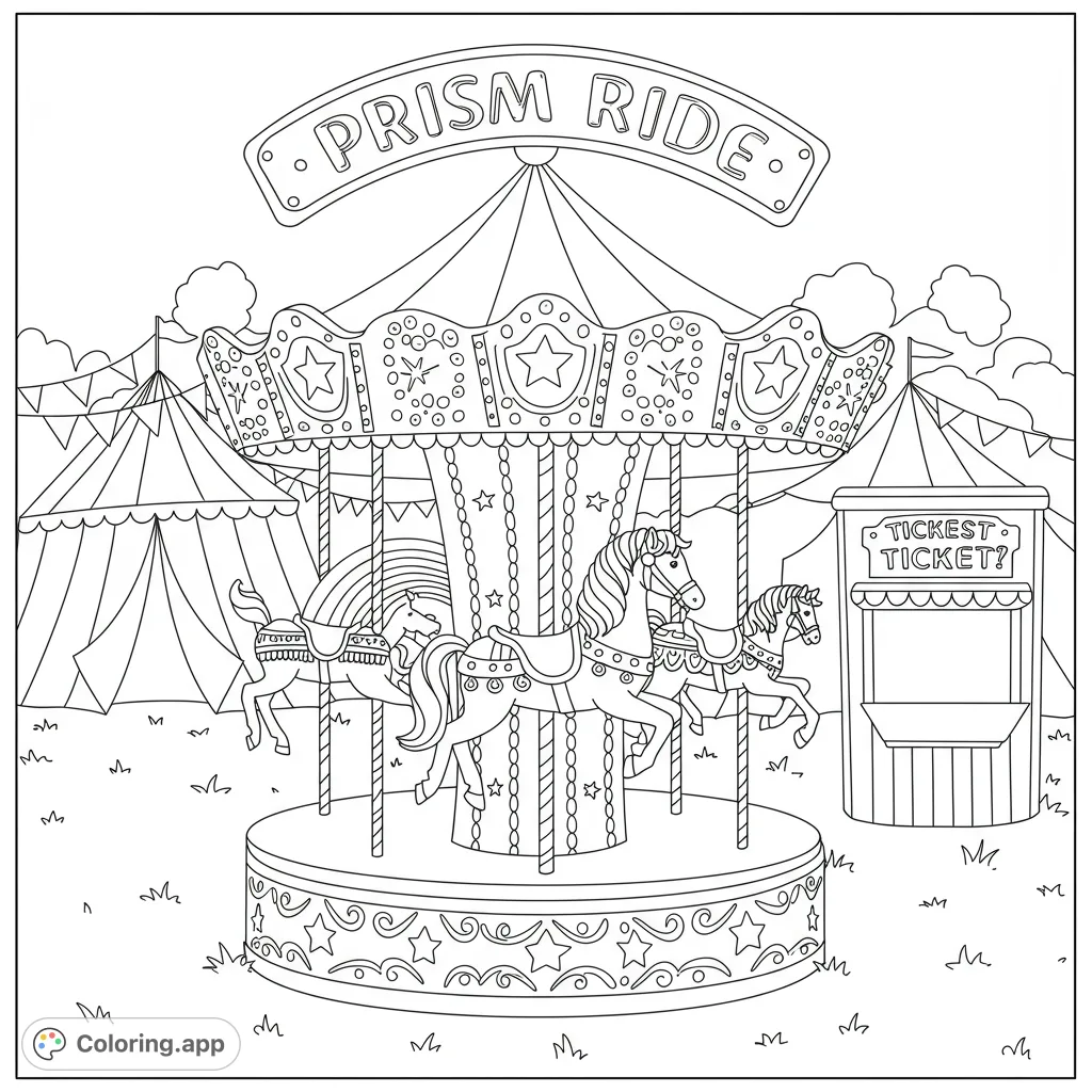 Magical Carousel Fairground Ride - Coloring.app