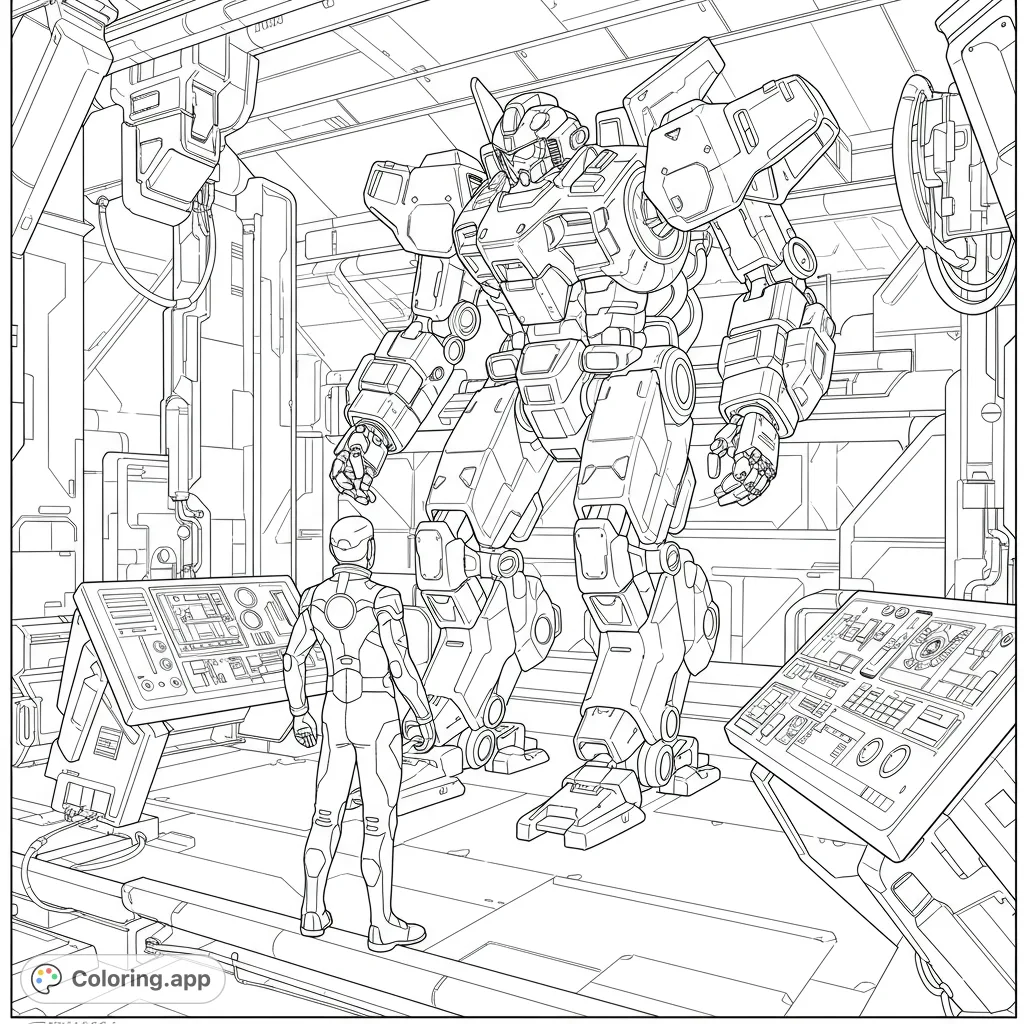 Mech Bay Encounter - Coloring.app