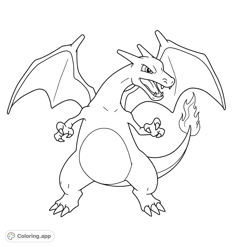 Unleash your creativity with this dynamic fire dragon creature coloring page. A free printable design perfect for fans of mythical beasts and adventure.