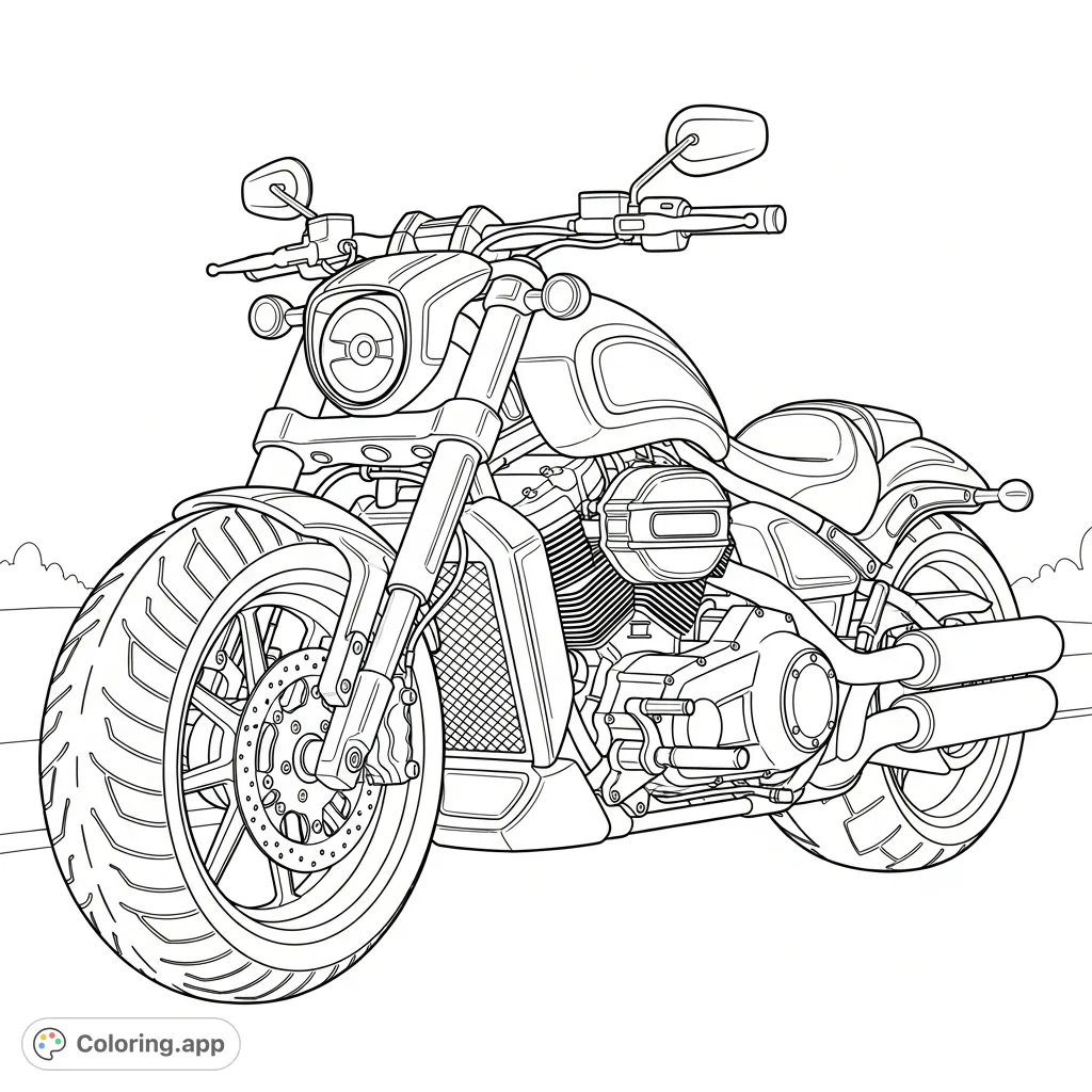 Detailed muscle cruiser with thick tires and an aggressive stance, perfect for enthusiasts. Features bold lines and a powerful silhouette.