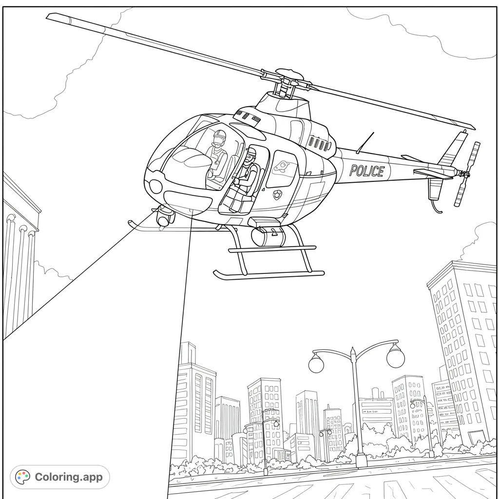 Police Plane Coluring Police Helicopter City Patrol - Coloring.app