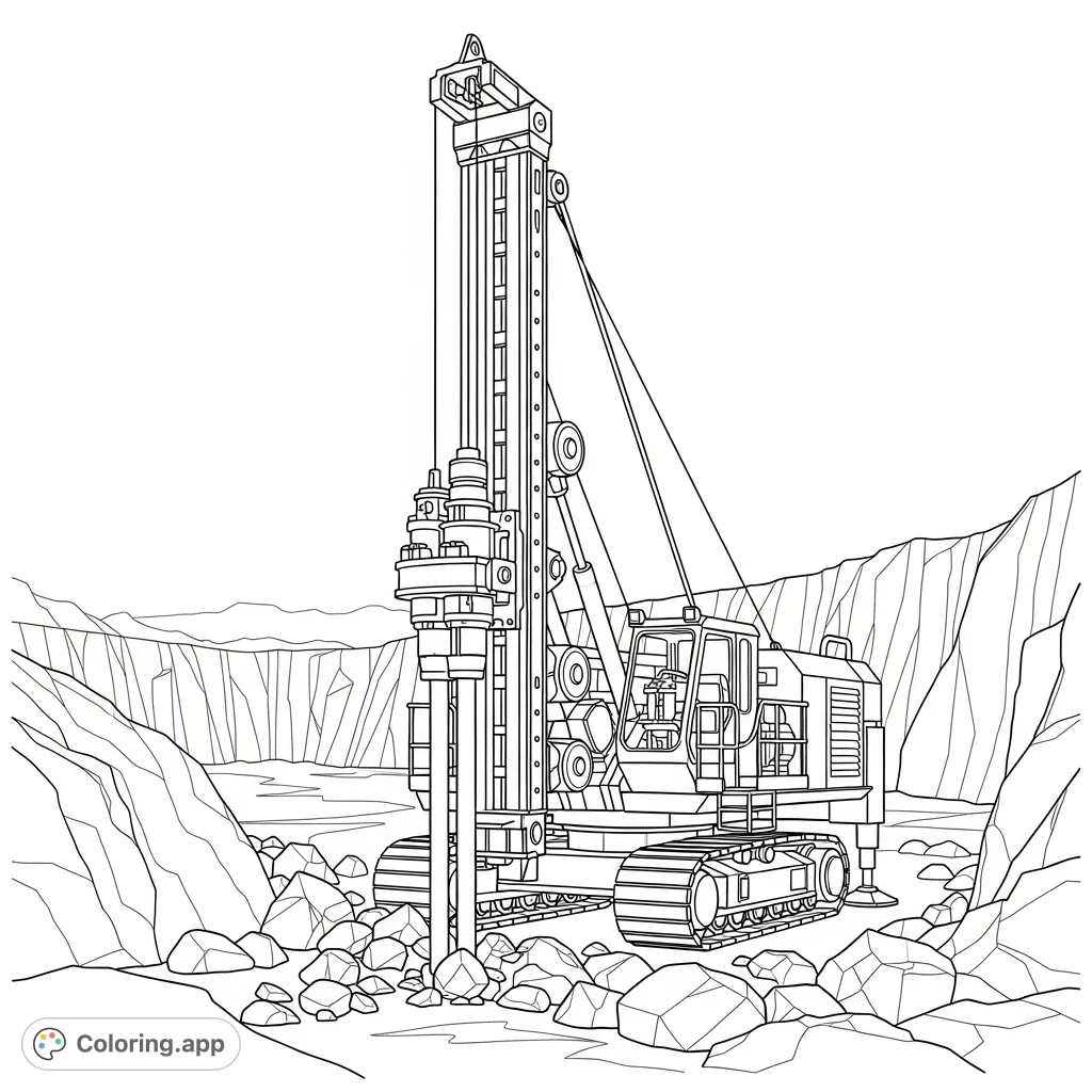 Deill Rig Coloring Pages Powerful Mining Drill Rig - Coloring.app