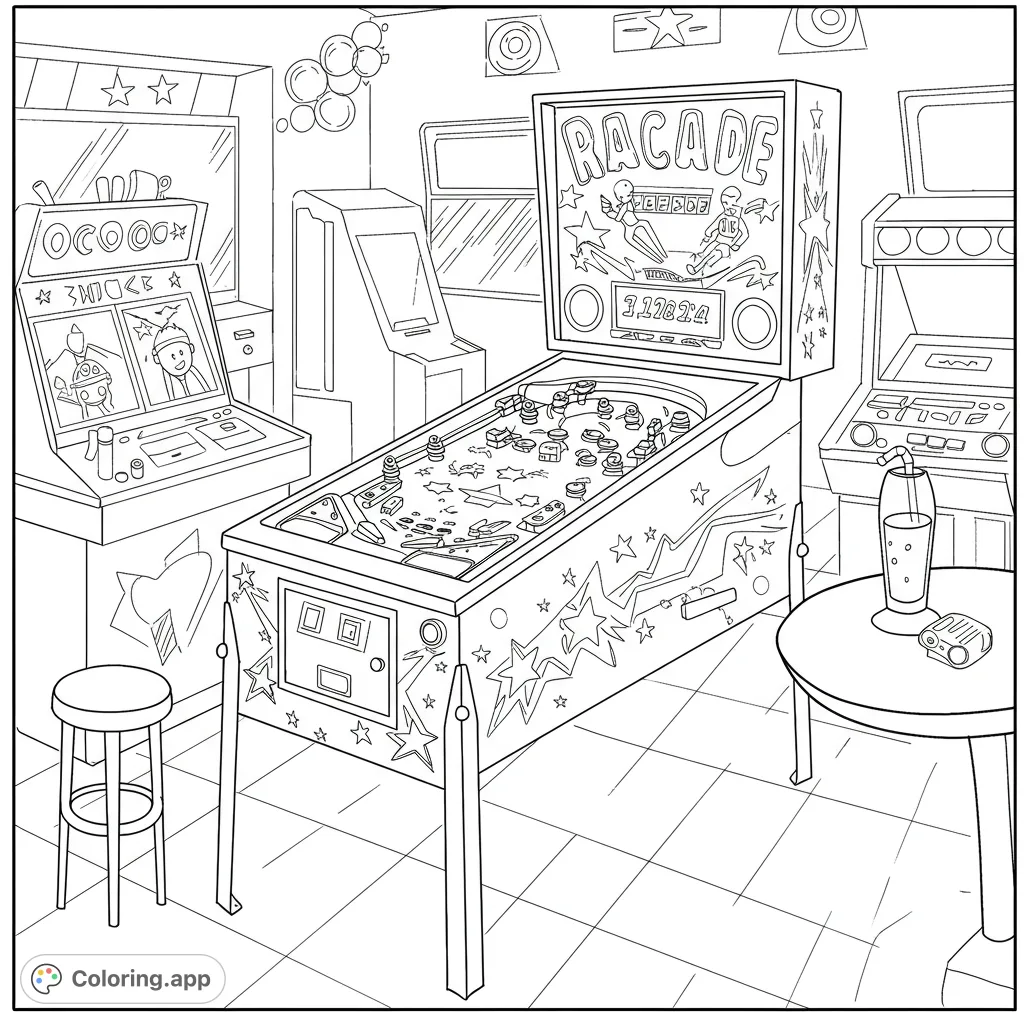 Retro Arcade Pinball Fun - Coloring.app