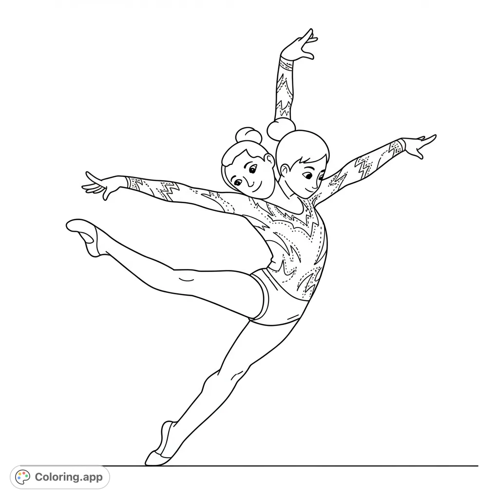 Synchronized Gymnasts Performance - Coloring.app
