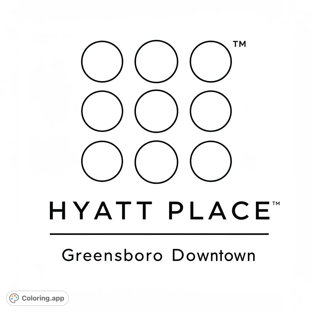 A minimalist geometric design featuring a precise 3x3 grid of nine empty circles, perfect for abstract coloring and creative expression.