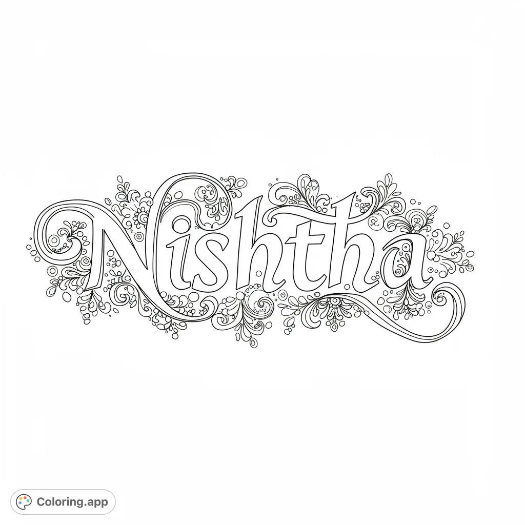 An intricate, elegant design featuring bold, flowing shapes surrounded by delicate floral swirls and tiny dots, perfect for detailed coloring.