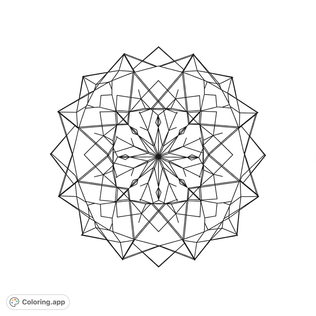 Unleash creativity with this intricate geometric mandala coloring page. A free printable design for mindful relaxation and artistic expression.