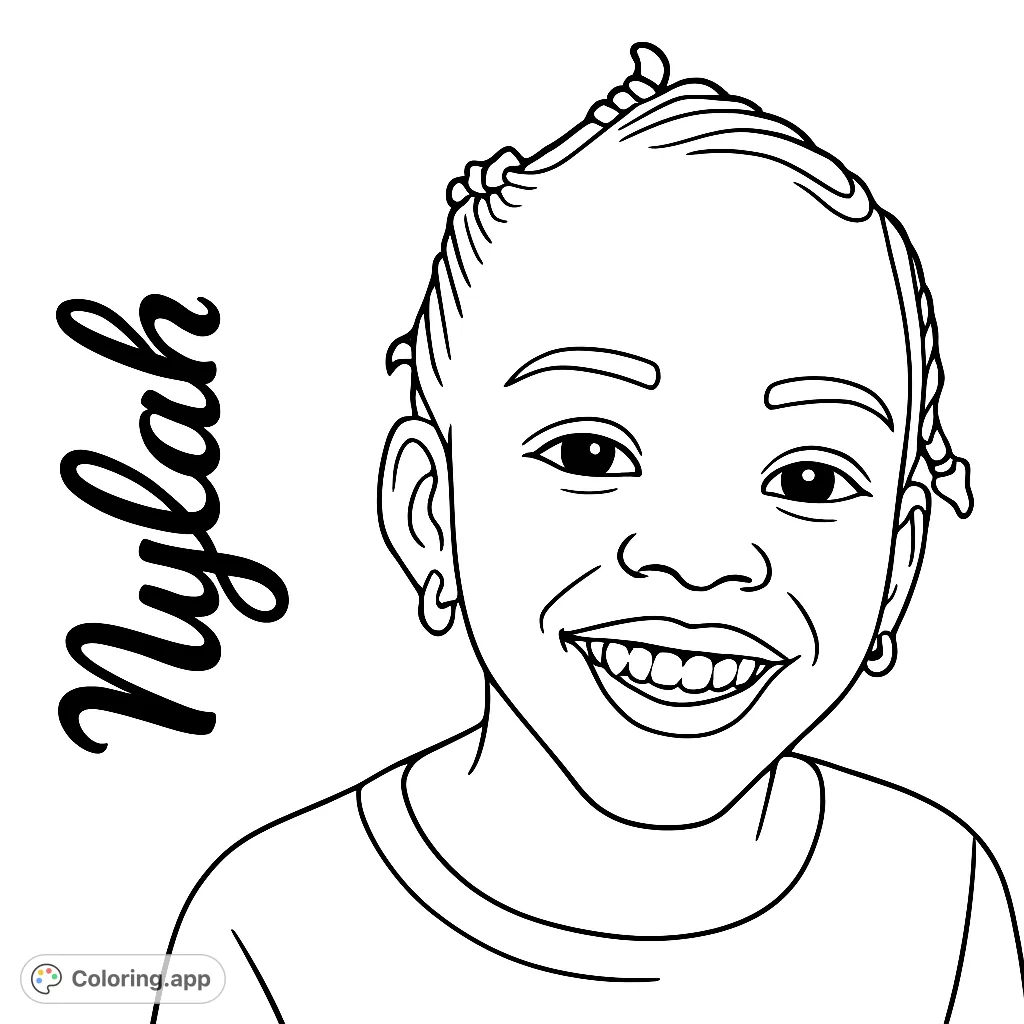 A delightful free printable coloring page featuring a joyful child with a wide smile, perfect for kids and adults to bring to life with vibrant colors.