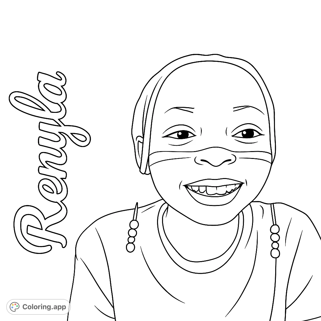 A heartwarming portrait of a smiling child with unique face paint and beaded details. A free printable coloring page for kids and adults to enjoy.