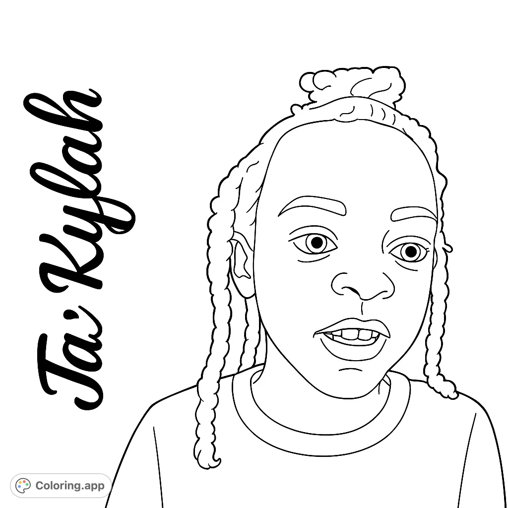 A captivating portrait of a young girl with intricate braids and an expressive face, perfect for a free printable coloring page.