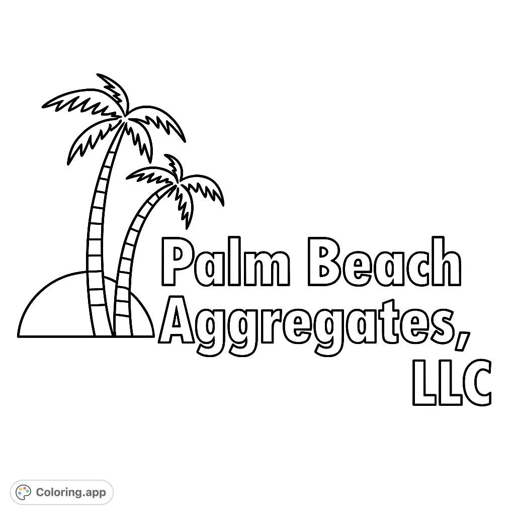 A delightful tropical island coloring page featuring two swaying palm trees on a small mound, perfect for a relaxing escape.