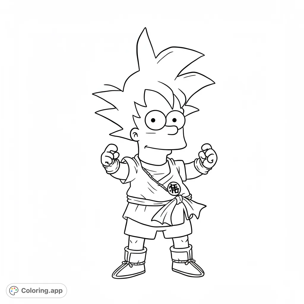 Unleash your creativity with this unique fusion character coloring page, blending iconic anime and cartoon styles. A free printable coloring page for fans!