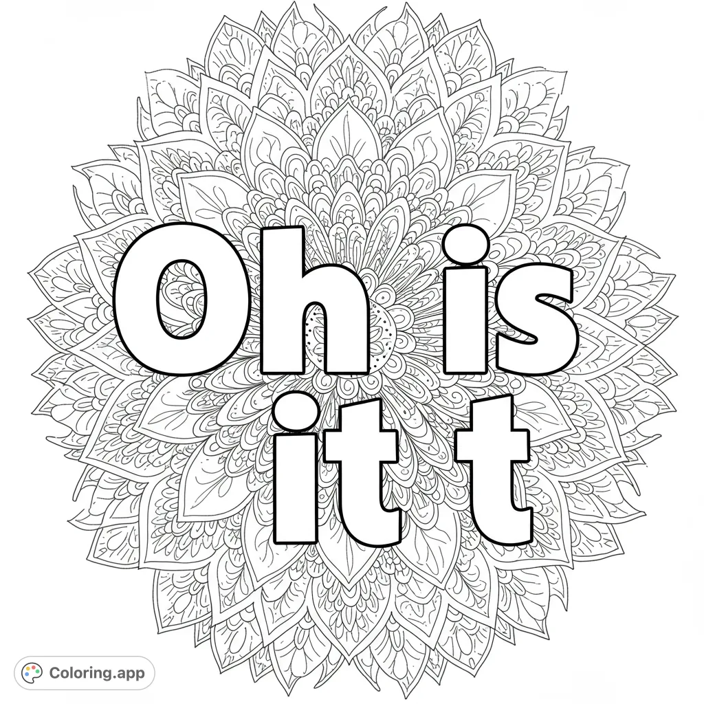 An intricate floral mandala coloring page, perfect for relaxation. Features detailed patterns and symmetrical designs for a meditative coloring experience.