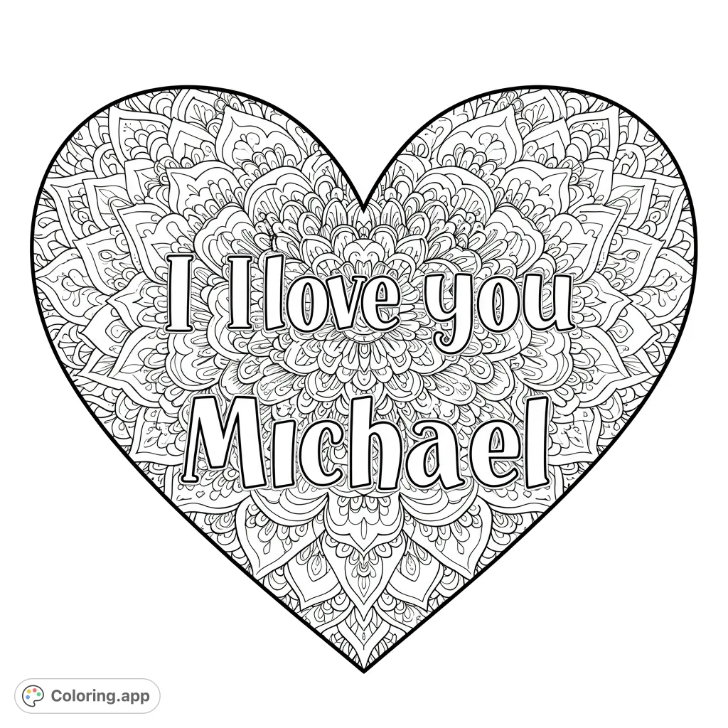 Intricate mandala heart design, perfect for mindful coloring. A free printable coloring page for adults and teens seeking relaxation and creativity.