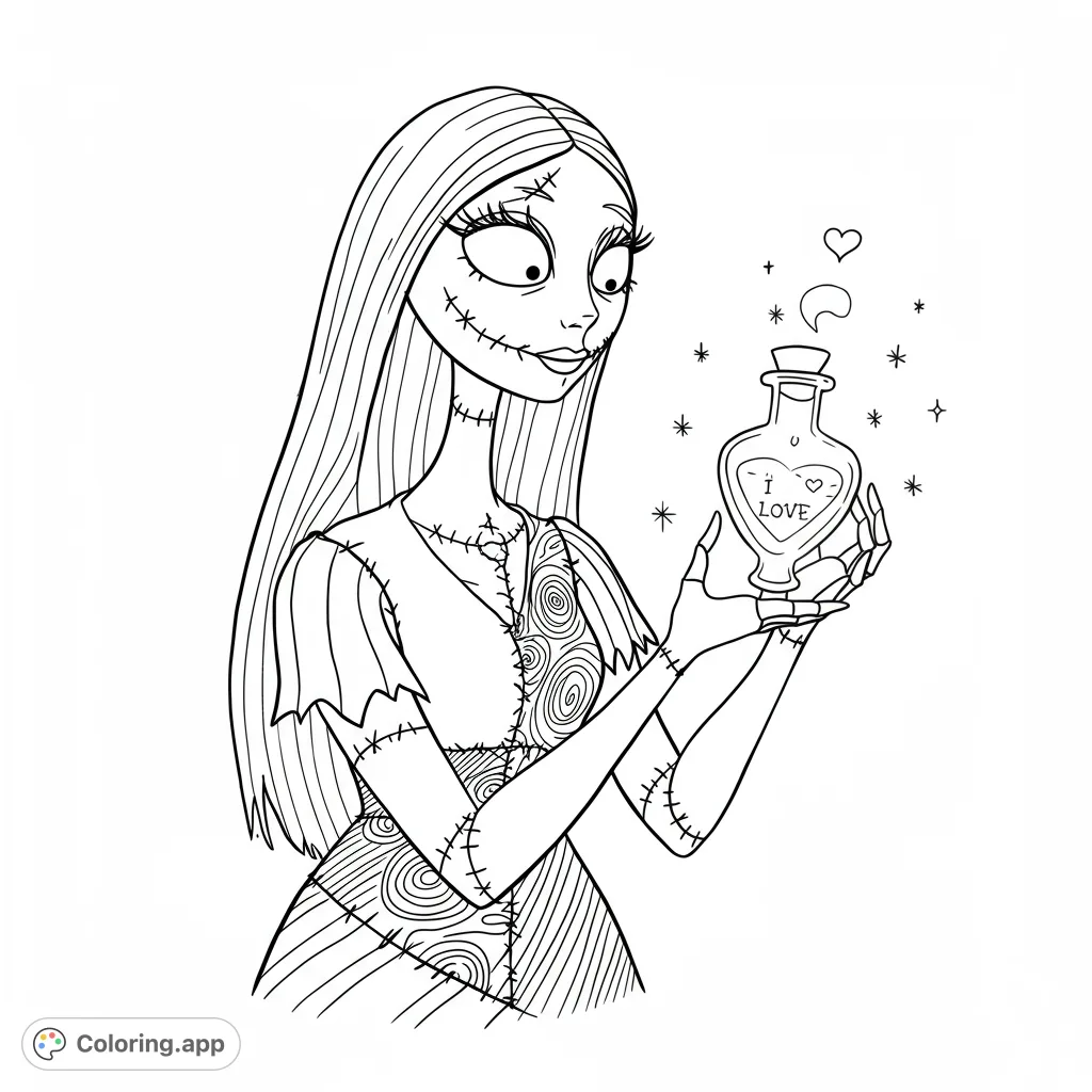 Sally's Love Potion Coloring Page