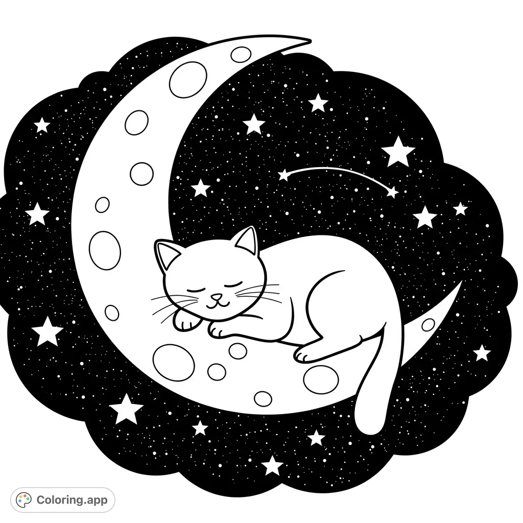 Sleeping Cat on the Moon