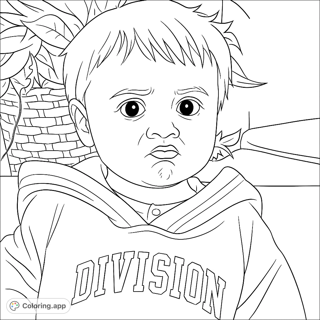 A charming free printable grumpy baby coloring page, perfect for kids and adults to explore emotions and add vibrant colors to a cute, pouting expression.