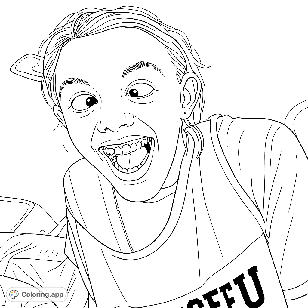A hilarious cross-eyed silly face coloring page, perfect for free printable fun. Enjoy this expressive kids' coloring page!