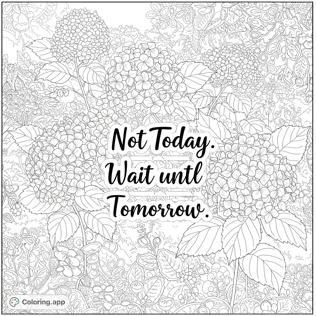 Immerse yourself in a beautiful hydrangea garden coloring page, featuring lush floral clusters and intricate botanical details for a relaxing creative escape.