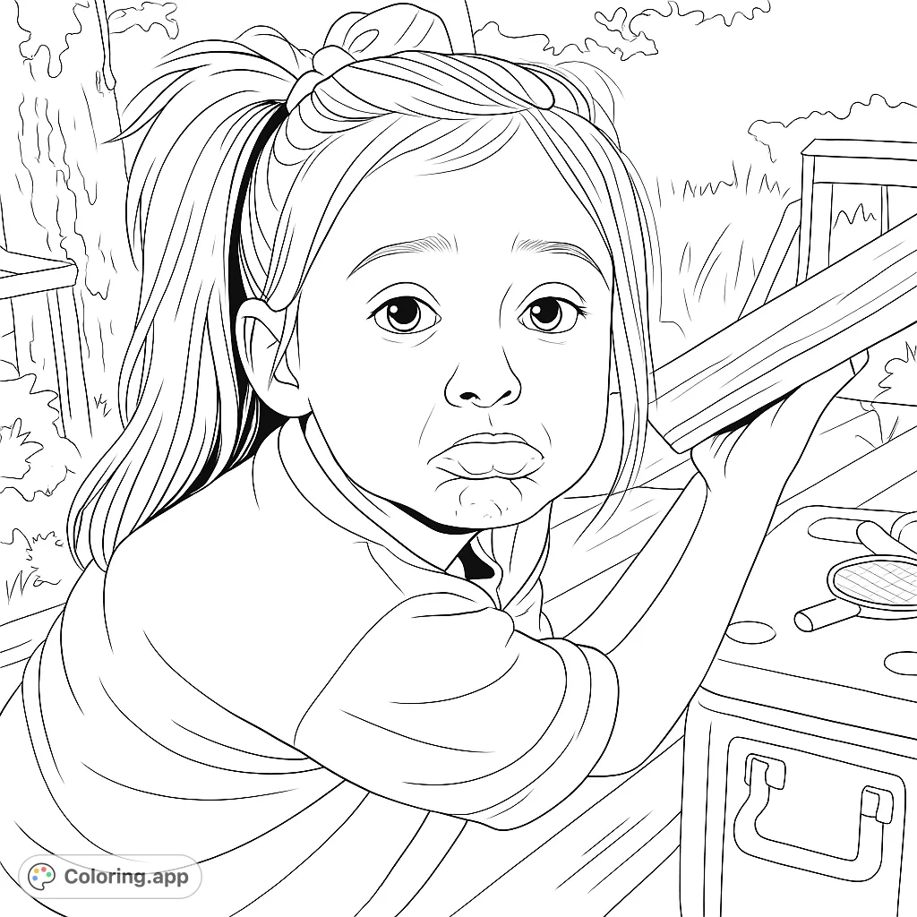 A charming free printable pouting girl coloring page, perfect for kids! Features a sweet child with a playful expression, ready for creative coloring fun.