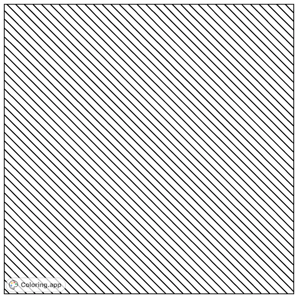 A simple yet captivating geometric pattern coloring page featuring uniform diagonal lines, perfect for relaxation and creative expression.