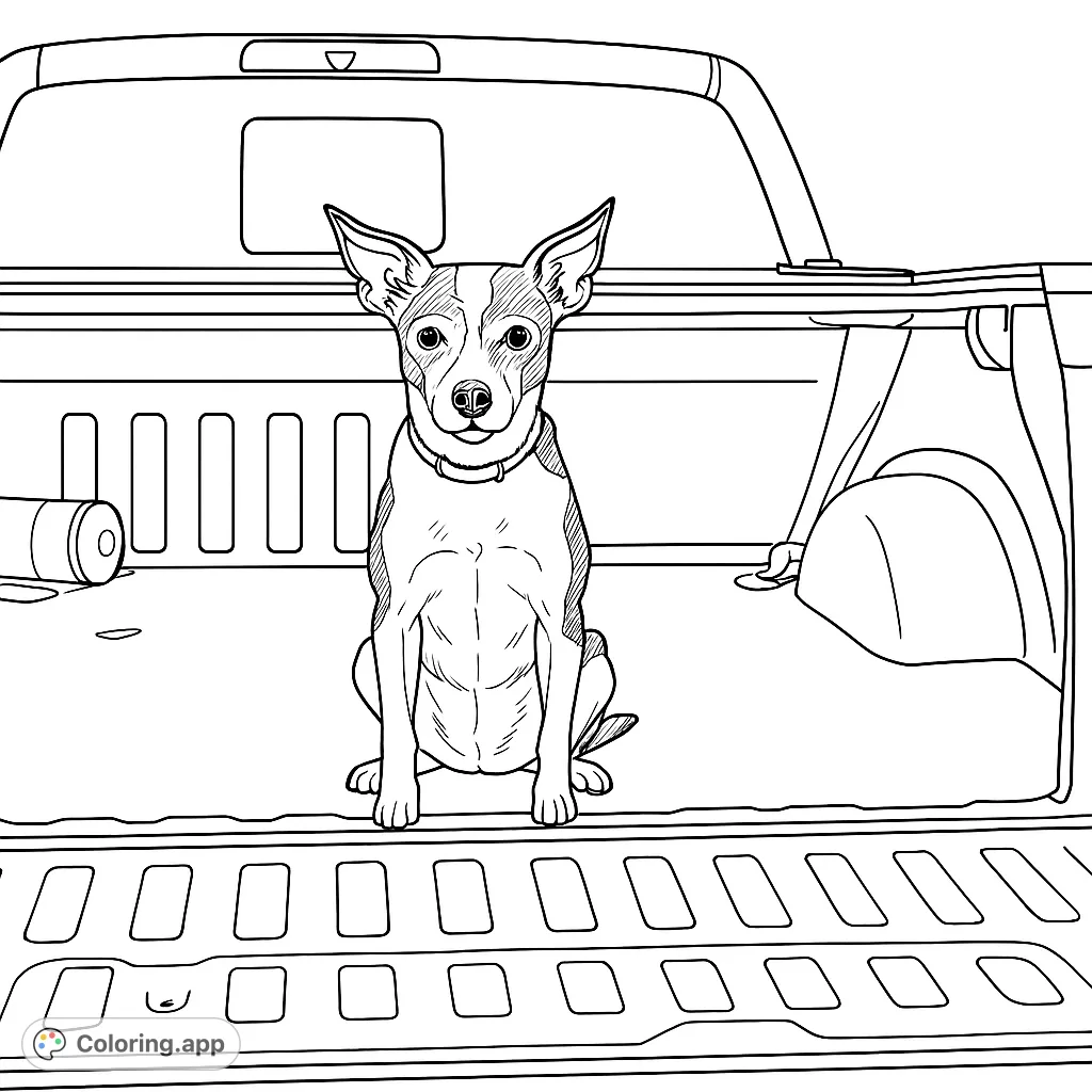Dog in Pickup Truck - Coloring.app
