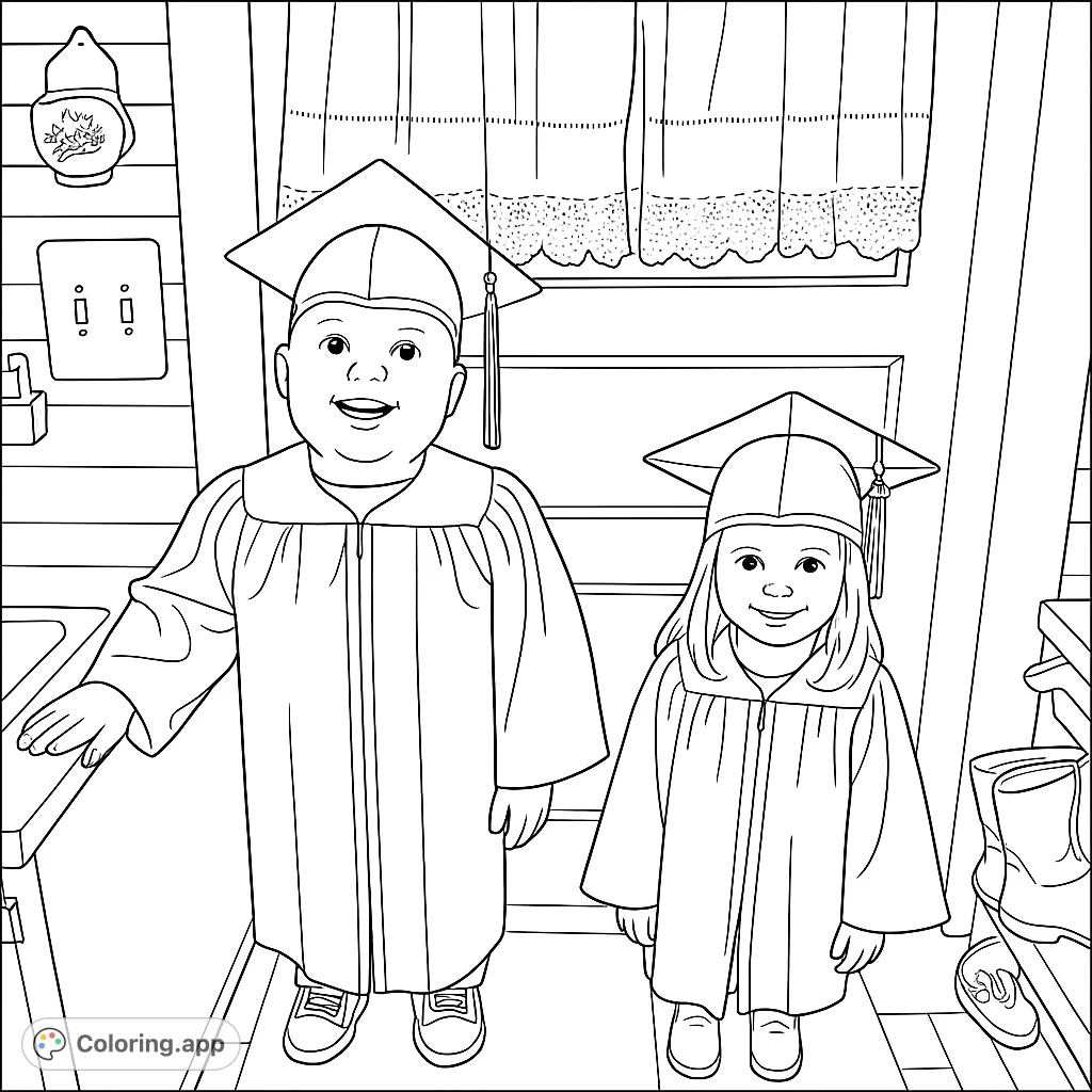 Young Graduates Coloring Fun