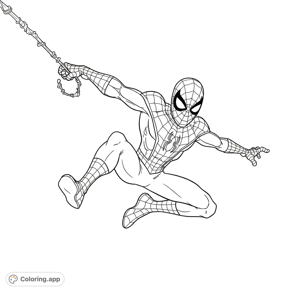 Capture the iconic web-slinger in a thrilling mid-air pose against an open sky. Perfect for fans to bring their favorite hero to life!