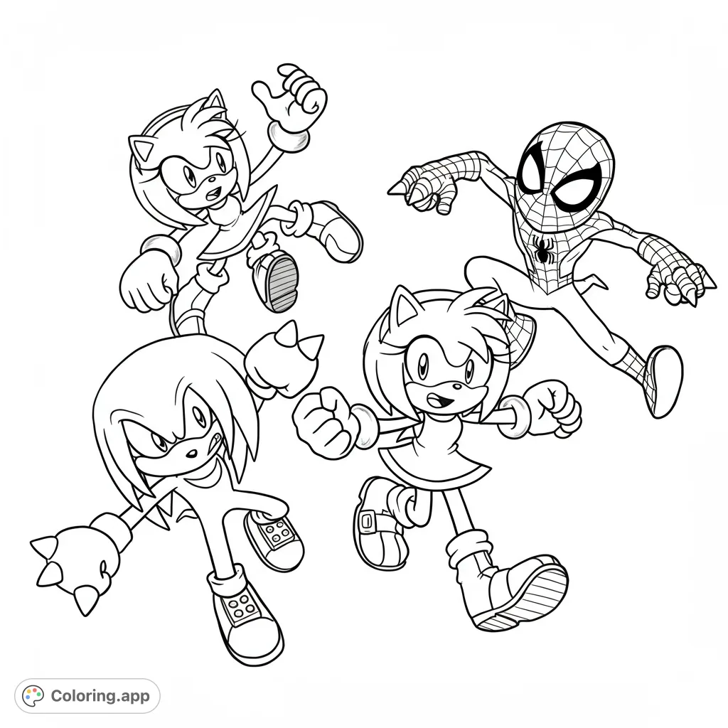 Spider-Man and Sonic Friends - Coloring.app