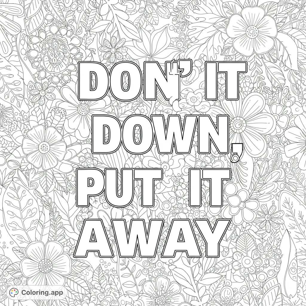 Dive into an intricate botanical garden coloring page, featuring a dense array of flowers and leaves. A free printable coloring page for mindful relaxation.