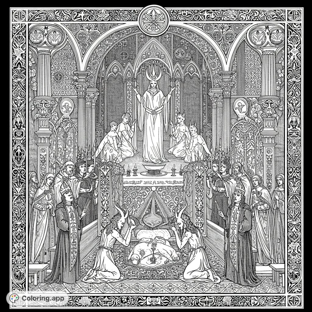 Grand Gothic Ritual Ceremony - Coloring.app