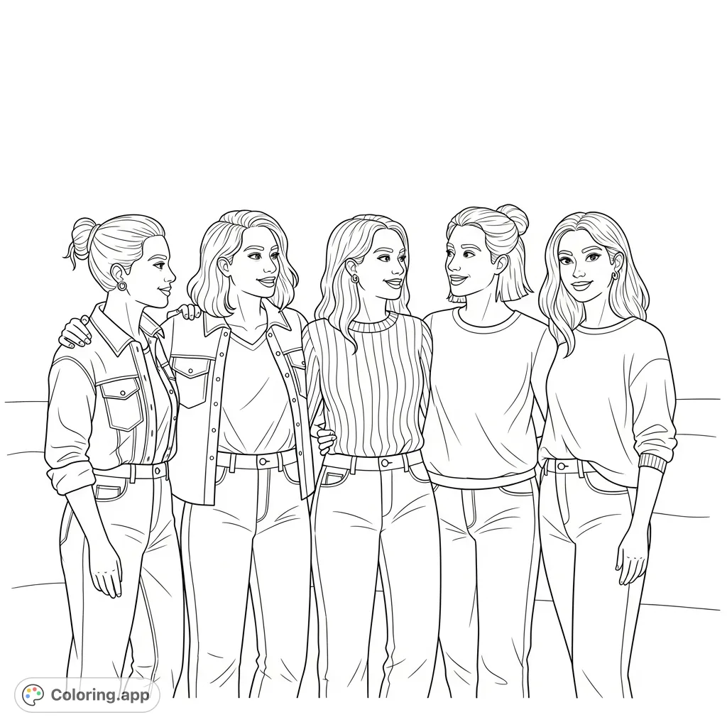 A heartwarming group of diverse friends stands closely, showcasing camaraderie and individual personalities. Perfect for celebrating friendship and creativity.