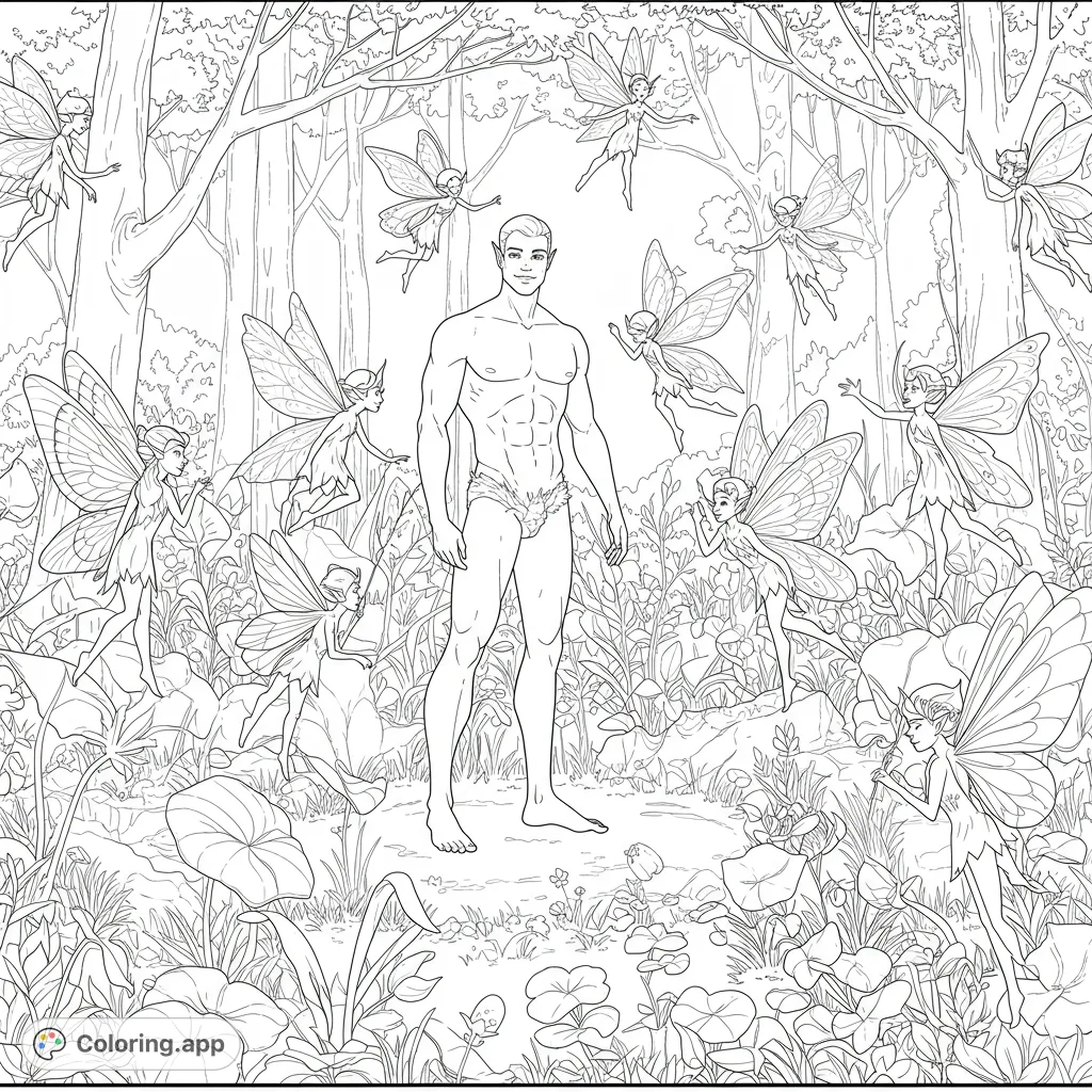 Hand Some Faeries Lime Illustrator's forest Coloring Pages - Coloring.app