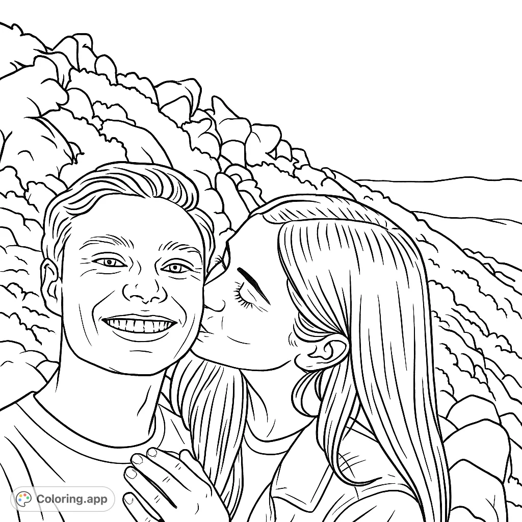 Kissing Couple Coloring Page