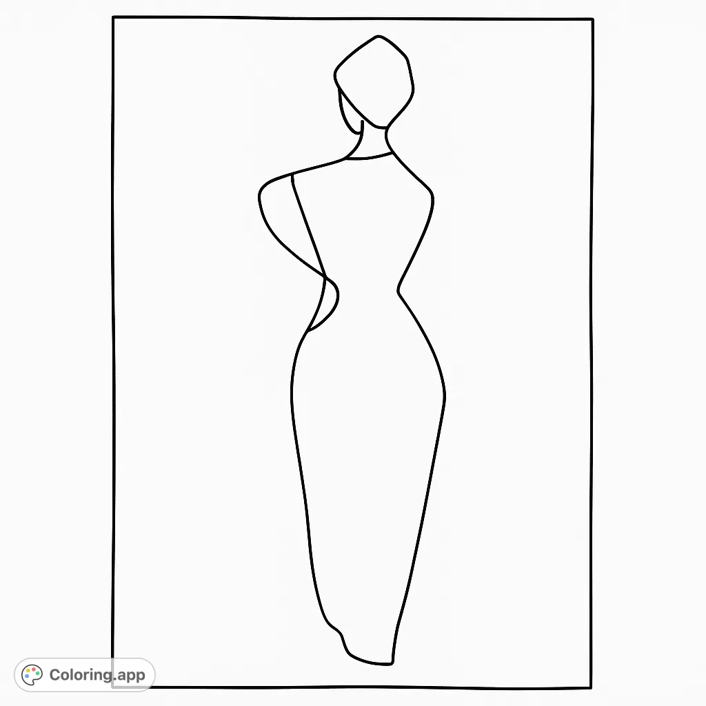 An elegant minimalist line art of a female figure in a graceful pose, perfect for creative expression and modern decor.