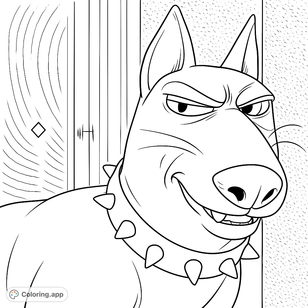A cool bull terrier with a spiked collar, ready for your creative touch. Perfect for dog lovers to bring this expressive character to life!