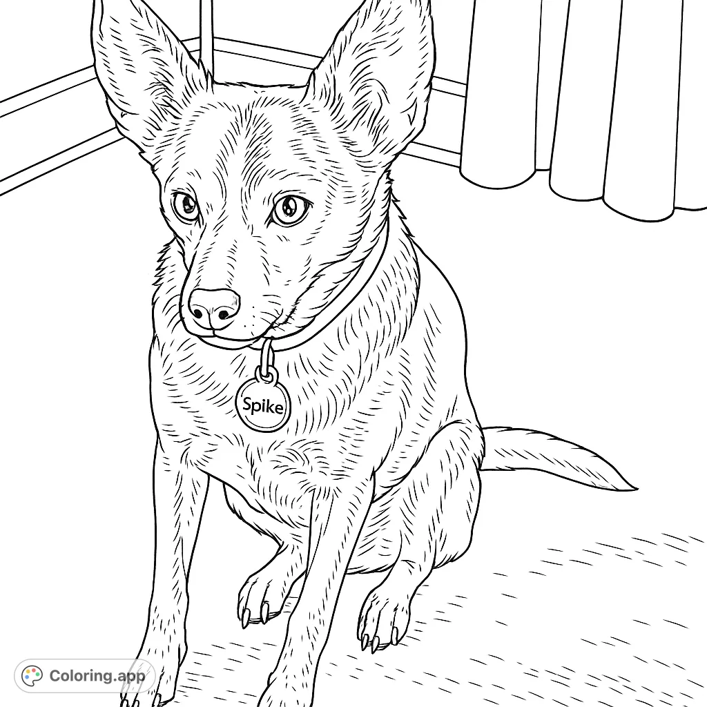 A charming dog sits patiently, ready for a splash of color. This free printable dog coloring page is perfect for pet lovers of all ages.