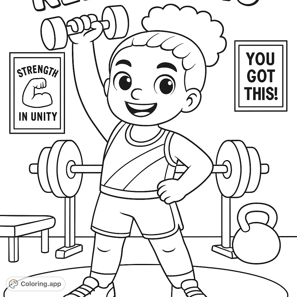 Strong Kid Gym Workout - Coloring.app