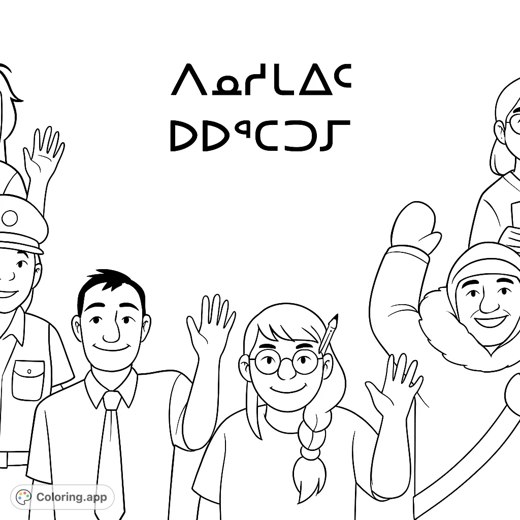 Celebrate community with this diverse group of smiling people waving, perfect for a free printable coloring page for all ages.