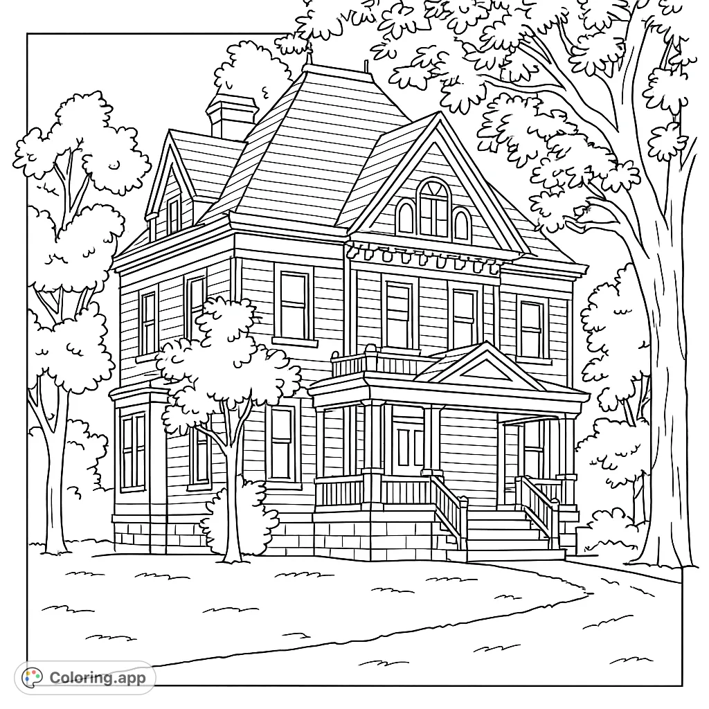 Grand Victorian House Landscape Online Coloring Tool Coloring App Grand victorian house landscape online coloring tool coloring app