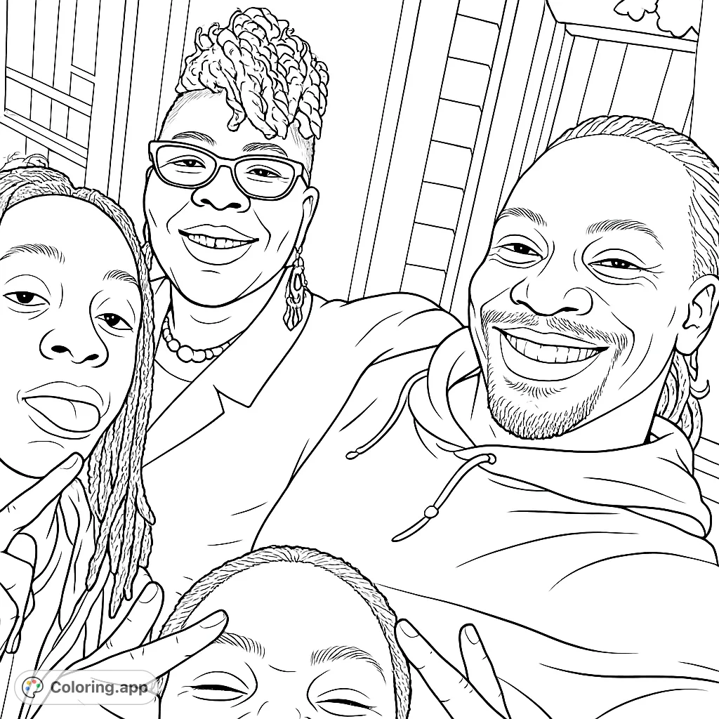 Family Selfie Coloring Fun
