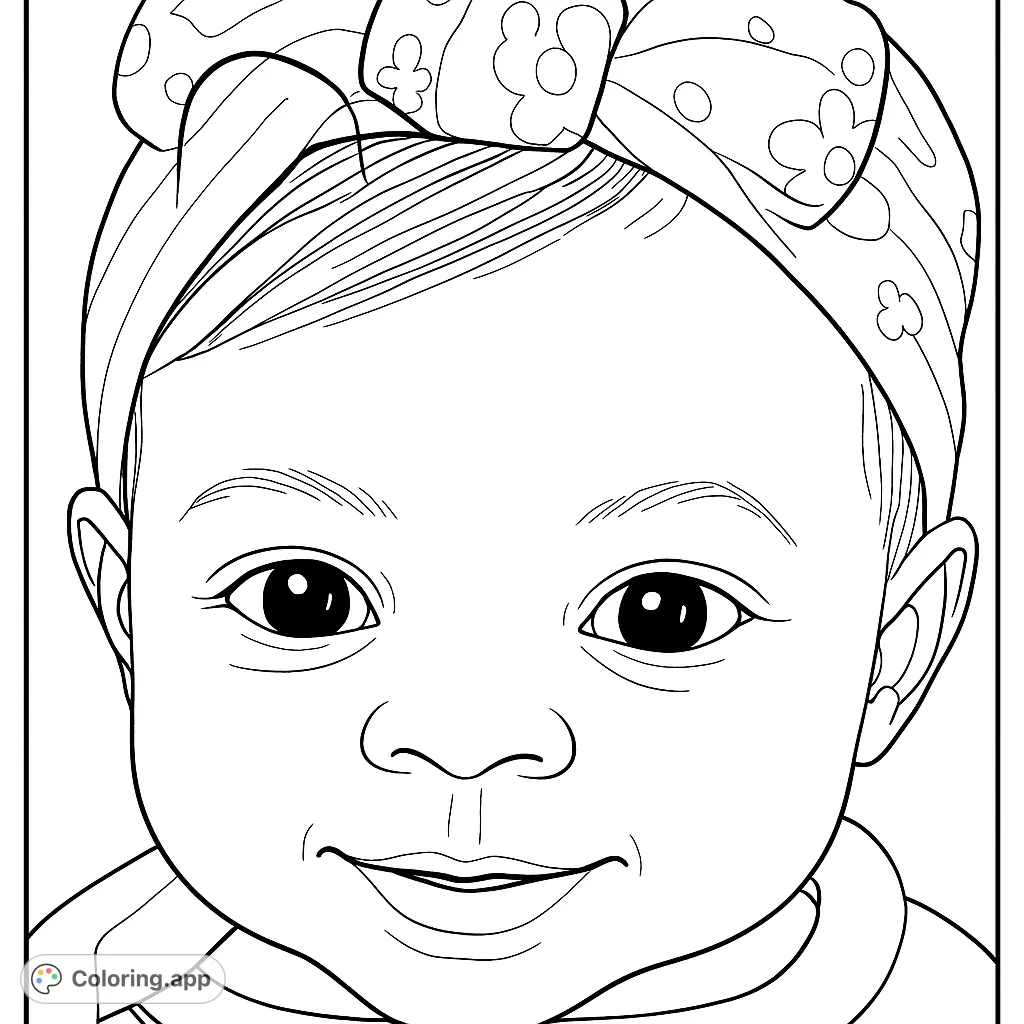 Sweet Baby with Bow Coloring