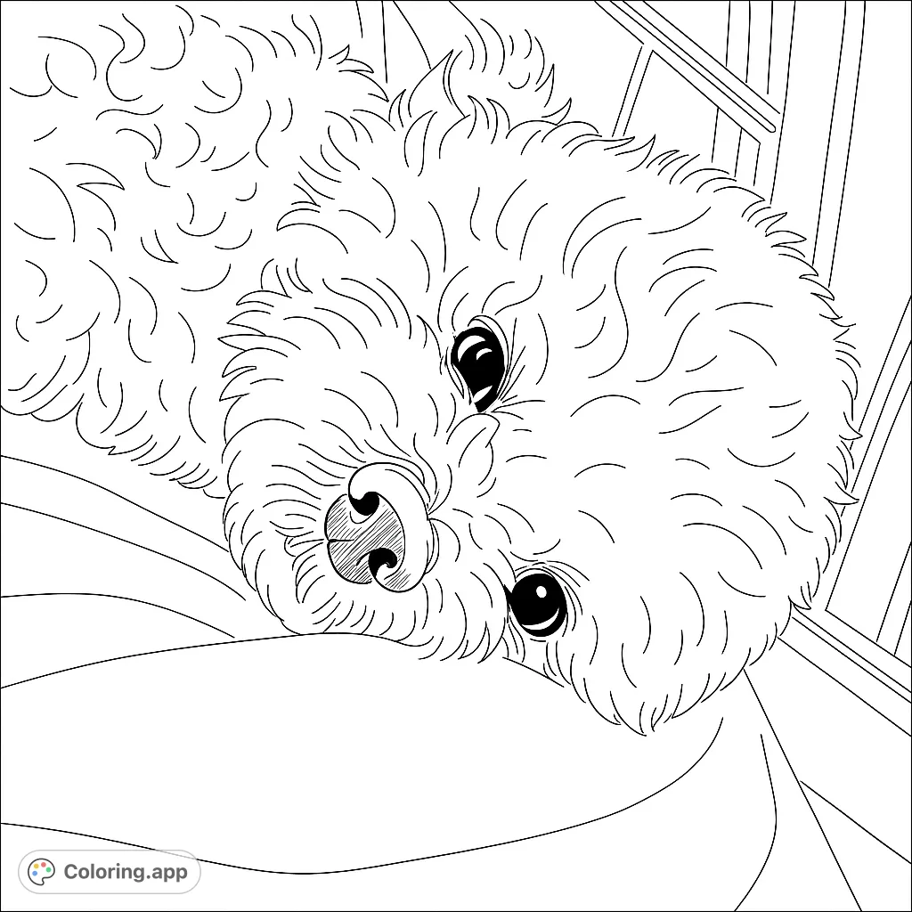 A charming fluffy dog coloring page, perfect for pet lovers! Features an adorable puppy with expressive eyes and textured fur, ready for your creative touch.