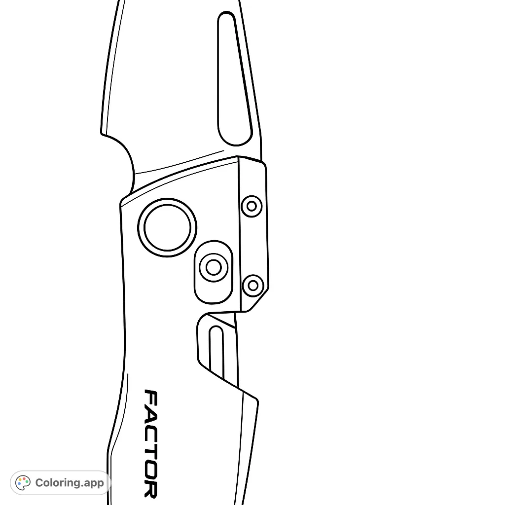 Detailed folding knife coloring page, featuring intricate mechanical parts and a sleek design. Perfect for tool enthusiasts and precision coloring.